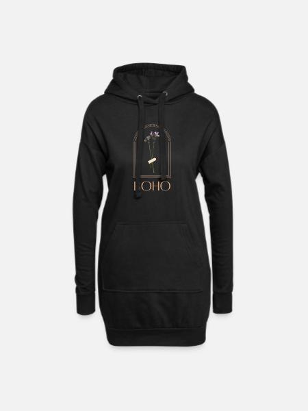 Boho flower bouquet in arch frame - Hoodie Dress - black