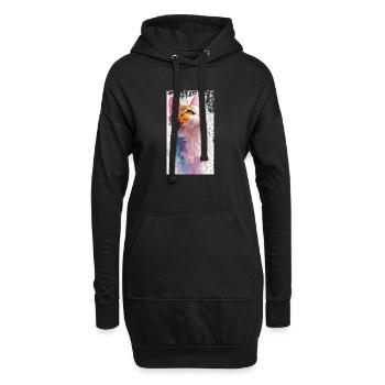 Chat aquarelle « Hope » – Chat aquarelle coloré - Sweat-shirt à capuche long Femme - noir - Devant