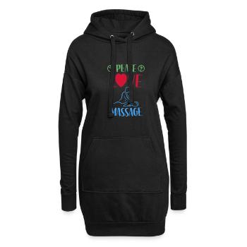 Frieden Liebe Massage - Hoodie-Kleid - Schwarz - Vorne