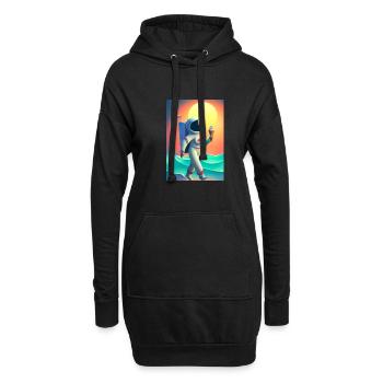 Astronaut mit Eiscreme - Hoodie-Kleid - Schwarz - Vorne