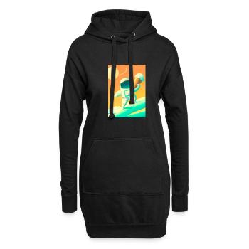 Astronaut mit Eiscreme - Hoodie-Kleid - Schwarz - Vorne