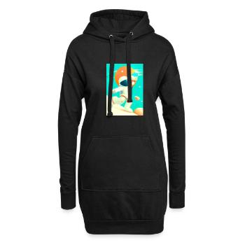 Astronaut mit Eiscreme - Hoodie-Kleid - Schwarz - Vorne