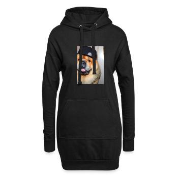 Cooler Hund mit Mütze - Hoodie-Kleid - Schwarz - Vorne