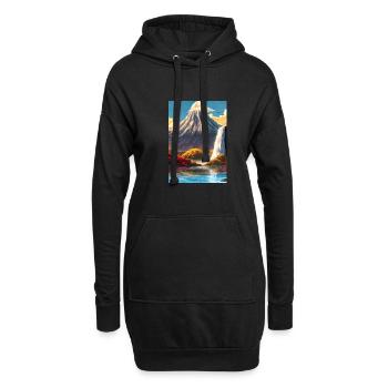 Japan Tower Wasserfall Gemälde - Hoodie-Kleid - Schwarz - Vorne