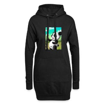 Panda mit Eiscreme - Hoodie-Kleid - Schwarz - Vorne