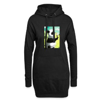 Panda mit Eiscreme - Hoodie-Kleid - Schwarz - Vorne