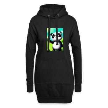 Panda mit Eiscreme - Hoodie-Kleid - Schwarz - Vorne