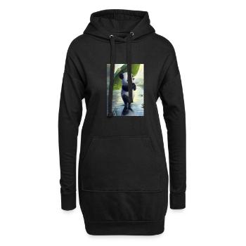 Panda mit Blattschirm - Hoodie-Kleid - Schwarz - Vorne
