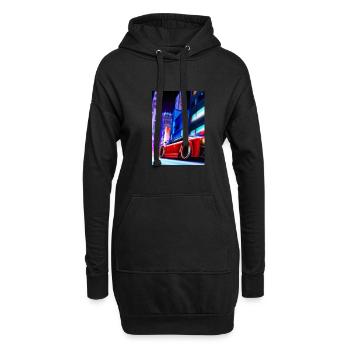 Sportwagen in der Großstadt - Hoodie-Kleid - Schwarz - Vorne
