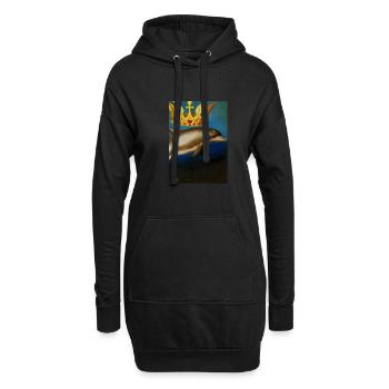 Delfin mit Krone - Hoodie-Kleid - Schwarz - Vorne