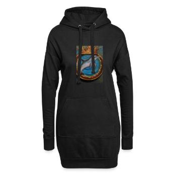 Delfin mit Krone - Hoodie-Kleid - Schwarz - Vorne