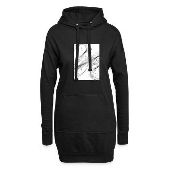 Linien und Punkte - Hoodie-Kleid - Schwarz - Vorne