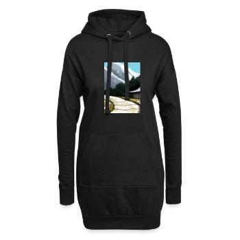 Pfad zu einem Berg - Hoodie-Kleid - Schwarz - Vorne