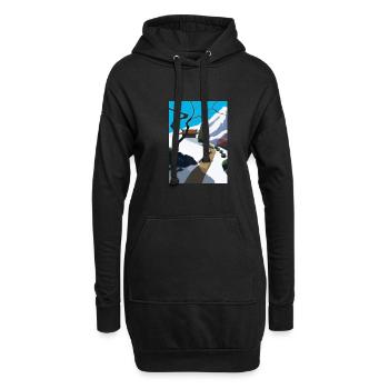 Pfad zu einem Berg - Hoodie-Kleid - Schwarz - Vorne