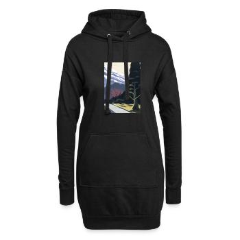 Pfad zu einem Berg - Hoodie-Kleid - Schwarz - Vorne