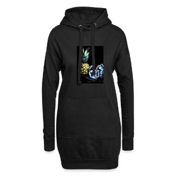 Ananas und Eiswürfel - Hoodie-Kleid - Schwarz - Vorne