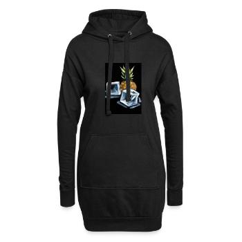 Ananas und Eiswürfel - Hoodie-Kleid - Schwarz - Vorne
