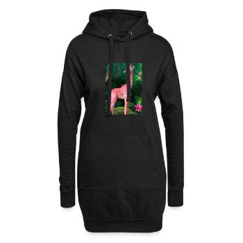 Rosa Giraffe - Hoodie-Kleid - Schwarz - Vorne