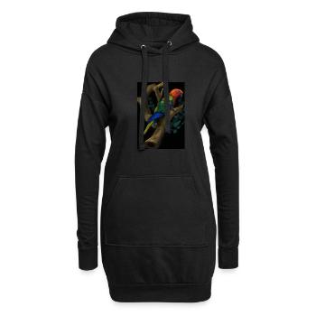 Papagei auf einem Baum - Hoodie-Kleid - Schwarz - Vorne