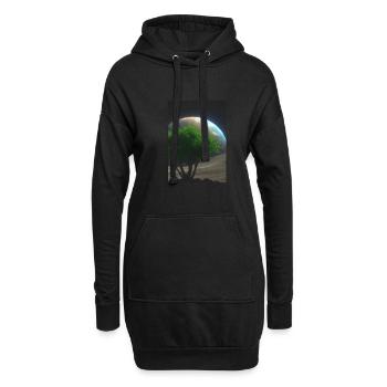 Baum auf dem Mond - Hoodie-Kleid - Schwarz - Vorne