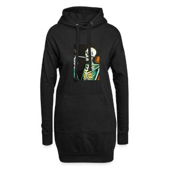 Skelett raucht eine Zigarette - Hoodie-Kleid - Schwarz - Vorne