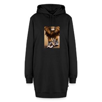 Löwe trägt Turnschuhe - Hoodie-Kleid - Schwarz - Vorne