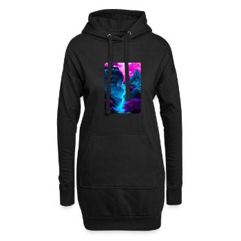 Mystischer Wasserfall - Hoodie-Kleid - Schwarz - Vorne
