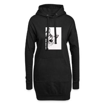 Niedliche Katze Zeichnung - Hoodie-Kleid - Schwarz - Vorne