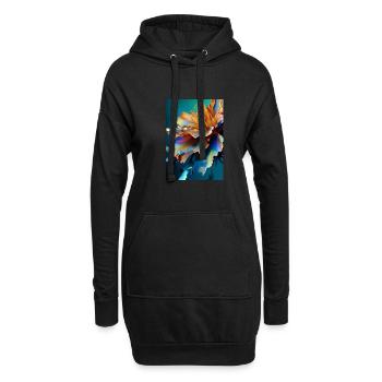 Abstrakte Blume - Hoodie-Kleid - Schwarz - Vorne