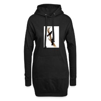 Vögel auf einem Zweig - Hoodie-Kleid - Schwarz - Vorne