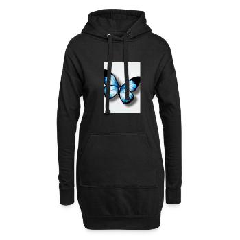 Blauer Schmetterling - Hoodie-Kleid - Schwarz - Vorne