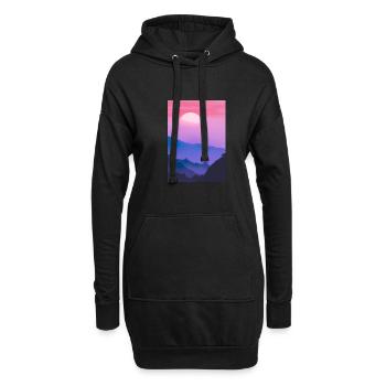 Rosa Sonnenuntergang - Hoodie-Kleid - Schwarz - Vorne
