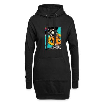 Astronaut DJ im Weltraum - Hoodie-Kleid - Schwarz - Vorne