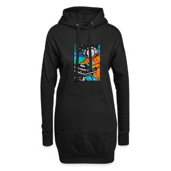 Astronaut DJ im Weltraum - Hoodie-Kleid - Schwarz - Vorne