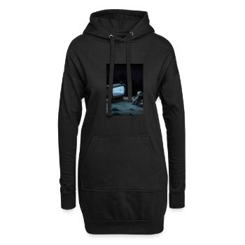 Astronaut sieht fern - Hoodie-Kleid - Schwarz - Vorne