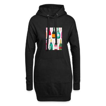 Flaschen-Muster-Malerei - Hoodie-Kleid - Schwarz - Vorne
