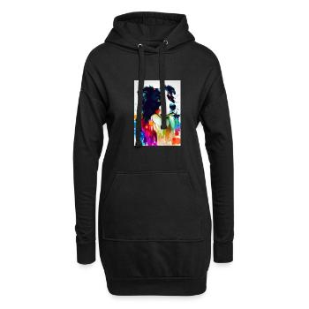Bunter Border Collie - Hoodie-Kleid - Schwarz - Vorne