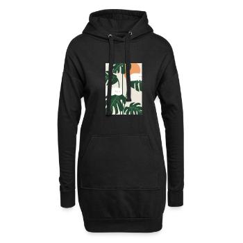 Katzen auf Leafs - Hoodie-Kleid - Schwarz - Vorne