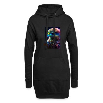 Buntes Vogelgesicht - Hoodie-Kleid - Schwarz - Vorne
