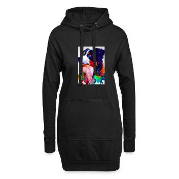 Bunter Border Collie - Hoodie-Kleid - Schwarz - Vorne