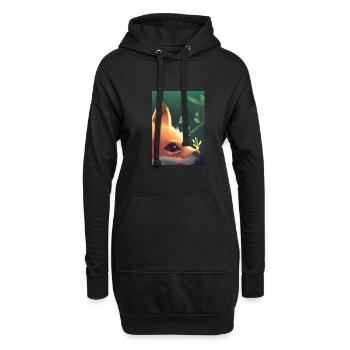 Niedliche Fuchs-Malerei - Hoodie-Kleid - Schwarz - Vorne