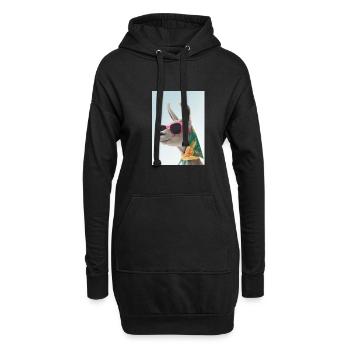 Ferienmode Lama - Hoodie-Kleid - Schwarz - Vorne