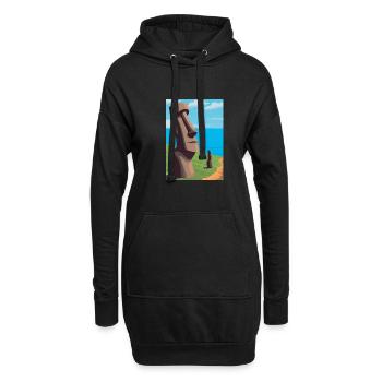 Monumentale Moai-Statuen - Hoodie-Kleid - Schwarz - Vorne