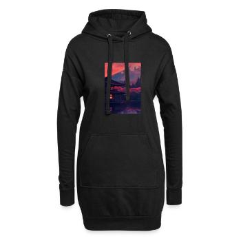 Roter japanischer Berg - Hoodie-Kleid - Schwarz - Vorne