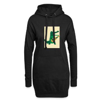 Krokodil spielt Gitarre - Hoodie-Kleid - Schwarz - Vorne