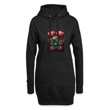 Blumen-Boxen - Hoodie-Kleid - Schwarz - Vorne