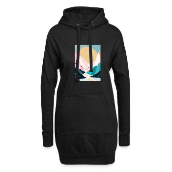 Wald Berge Sonnenuntergang - Hoodie-Kleid - Schwarz - Vorne