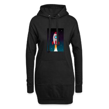 Fliegende Weltraumrakete - Hoodie-Kleid - Schwarz - Vorne
