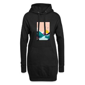 Wald Berge Sonnenuntergang - Hoodie-Kleid - Schwarz - Vorne