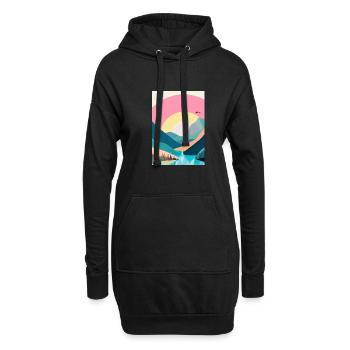 Wald Berge Sonnenuntergang - Hoodie-Kleid - Schwarz - Vorne